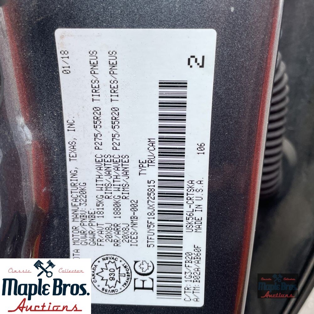 2018 Toyota Tundra SR5 Plus 5.7L V8